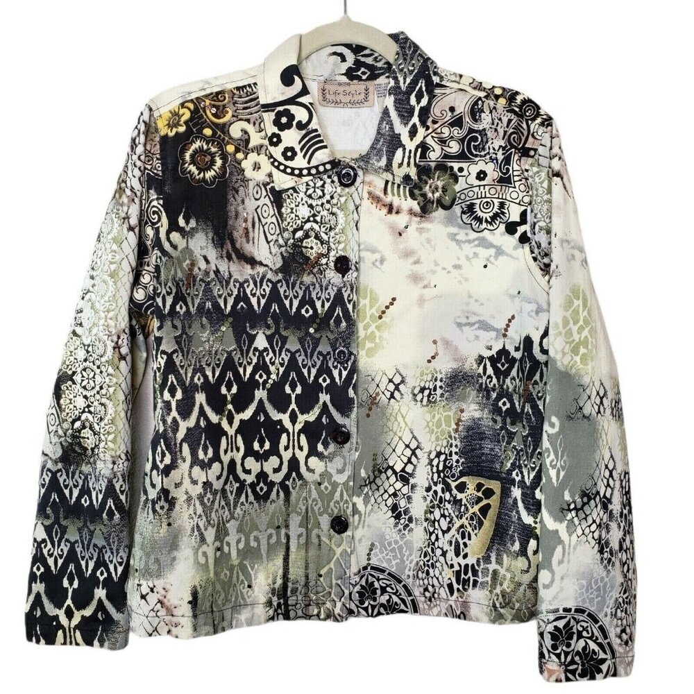Life Style‎ Womens size L Multicolor  Shacket shirt Jacket Button Up